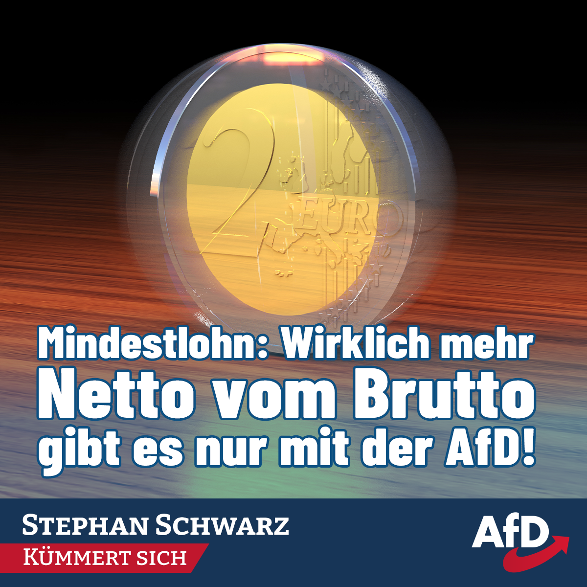 Münze dreht sich auf einem Schreibtisch