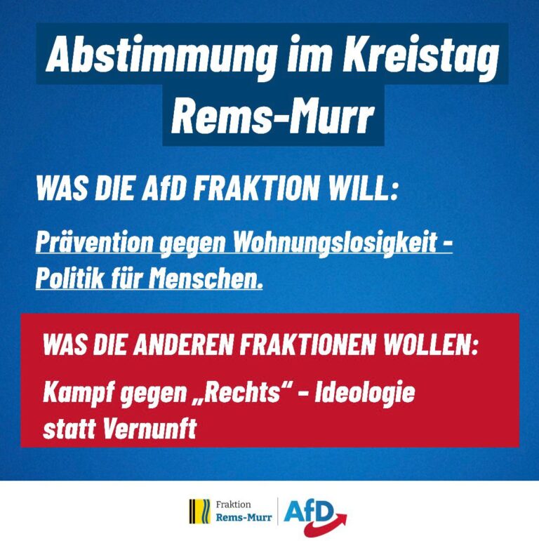 AfD will Pr&auml;vention gegen Wohnungslosigkeit &ndash; andere wollen &bdquo;Kampf gegen Rechts&ldquo;!